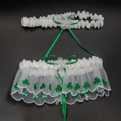 Shamrock Garter Set in Green